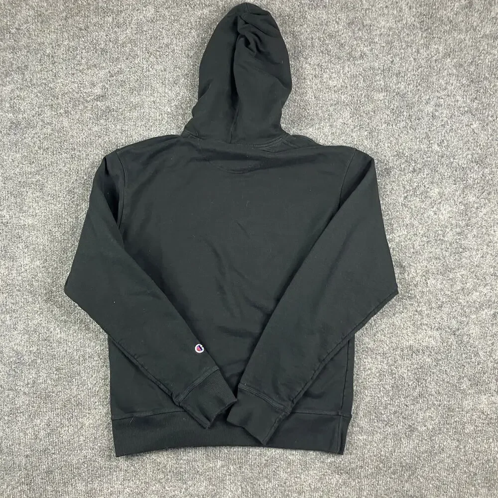 Champion Hoodie Men's Medium Black Pullover Logo Athletic Sweatshirt‎